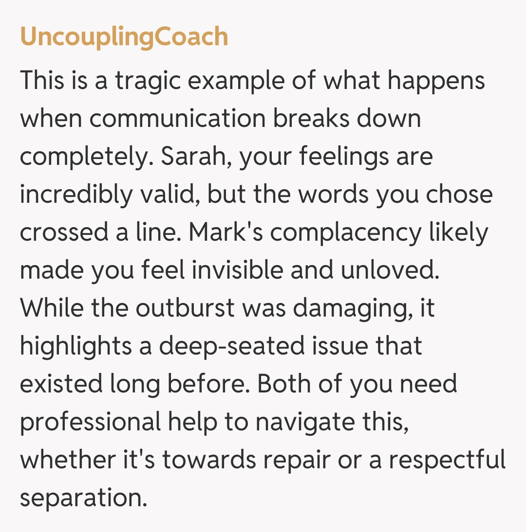Comentariu de la UncouplingCoach
