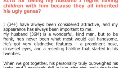 Photo of AITA for telling my husband I regret having children with him because they all inherited his ugly genes?