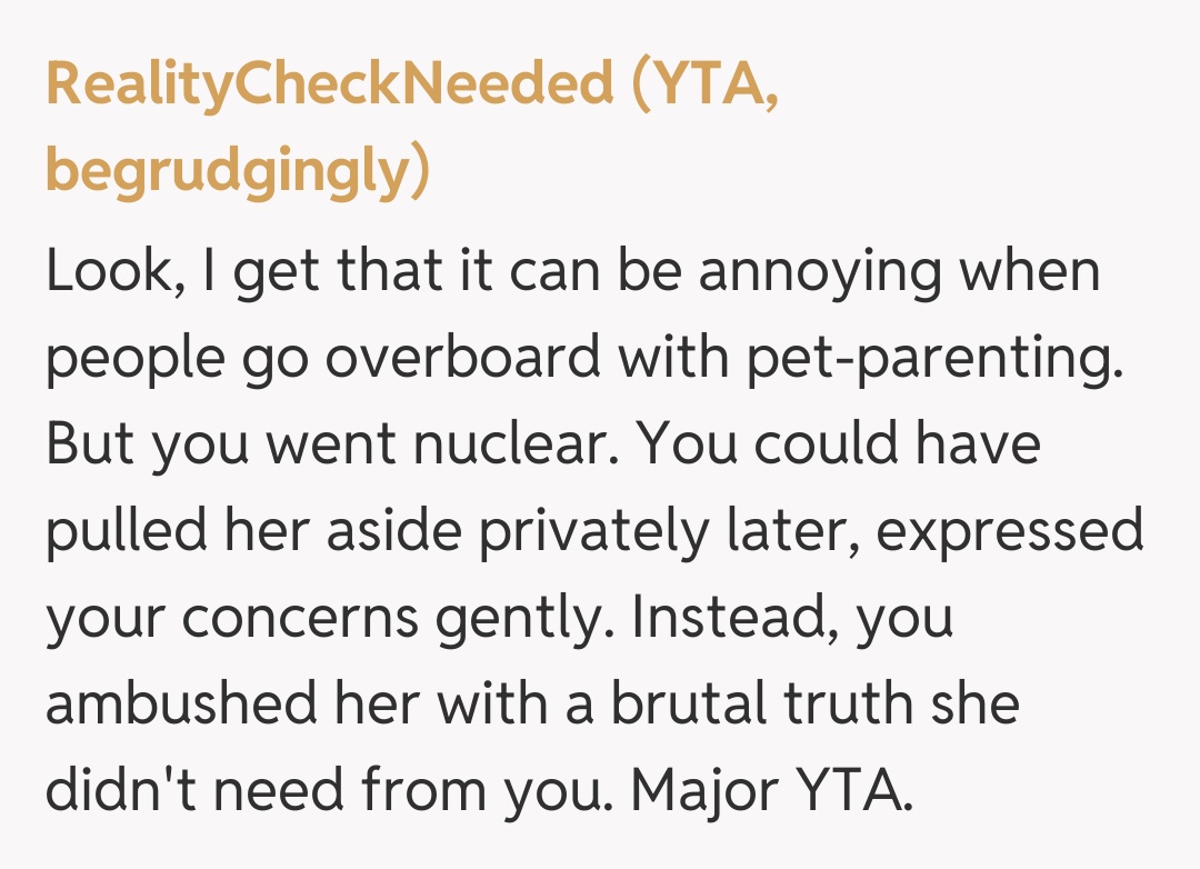 Comentariu de la RealityCheckNeeded (YTA, begrudgingly)