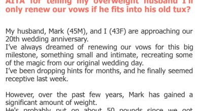 Photo of AITA for telling my overweight husband I’ll only renew our vows if he fits into his old tux?