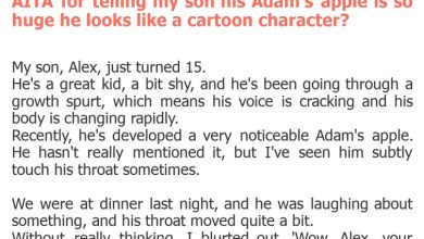 Photo of AITA for telling my son his Adam’s apple is so huge he looks like a cartoon character?