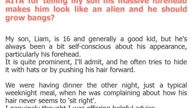 Photo of AITA for telling my son his massive forehead makes him look like an alien and he should grow bangs?