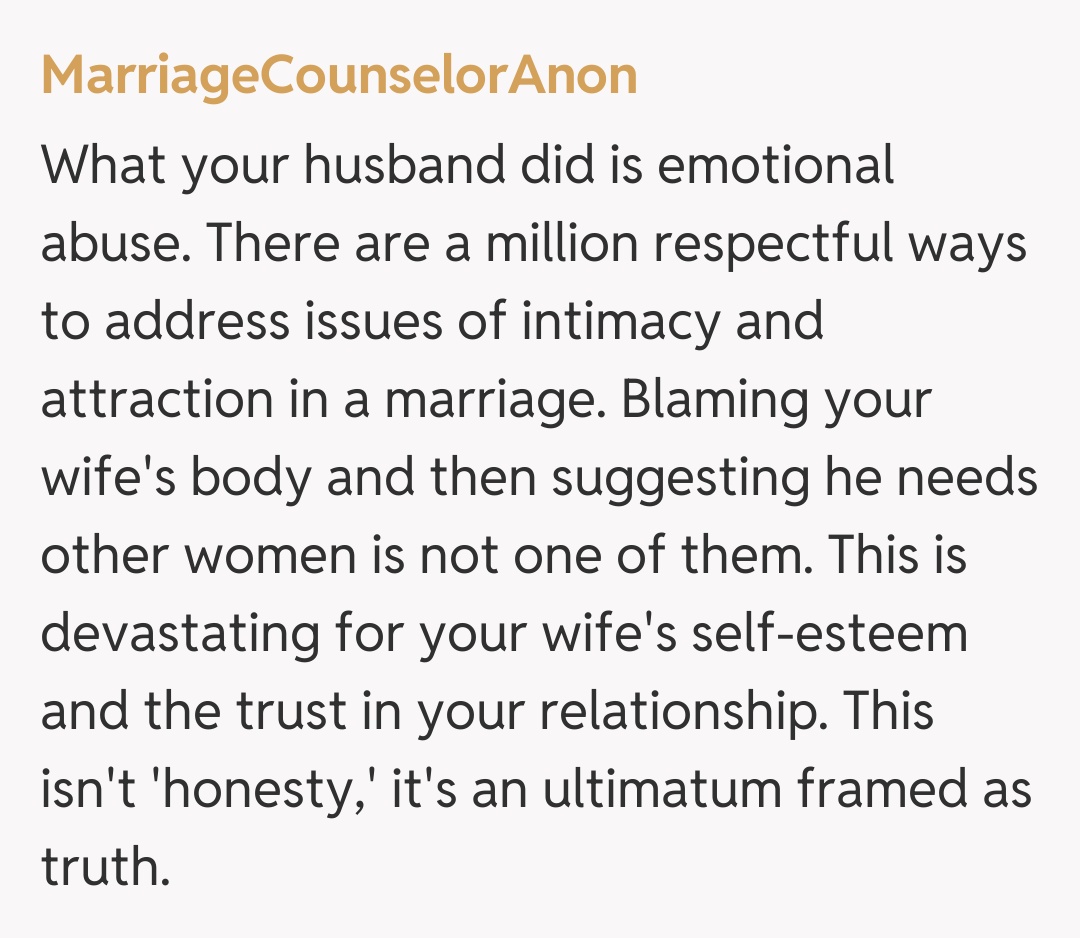 Comentariu de la MarriageCounselorAnon