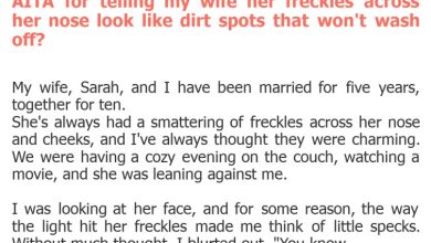 Photo of AITA for telling my wife her freckles across her nose look like dirt spots that won’t wash off?