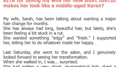 Photo of AITA for telling my wife her new short haircut makes her look like a middle-aged Karen?