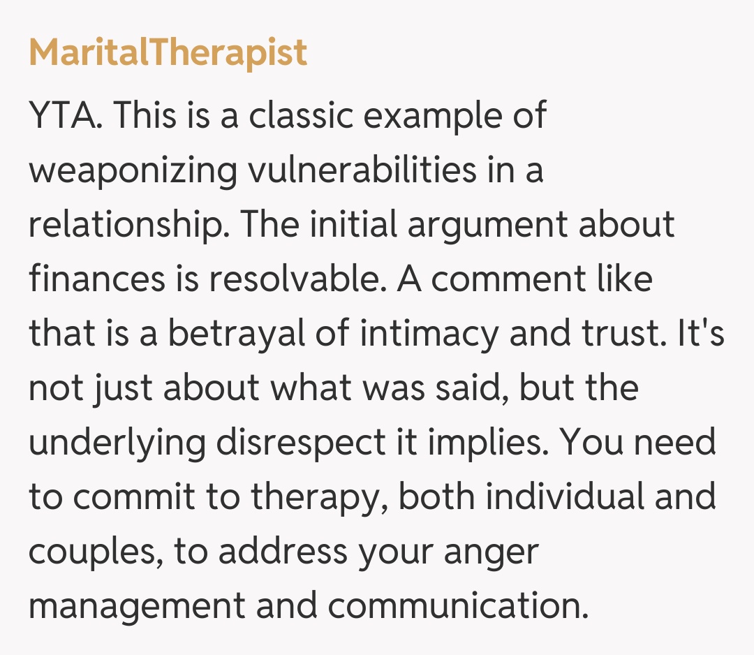 Comentariu de la MaritalTherapist