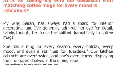Photo of AITA for telling my wife her obsession with matching coffee mugs for every mood is ridiculous?