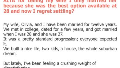 Photo of AITA for telling my wife I only married her because she was the best option available at 28 and now I regret settling?