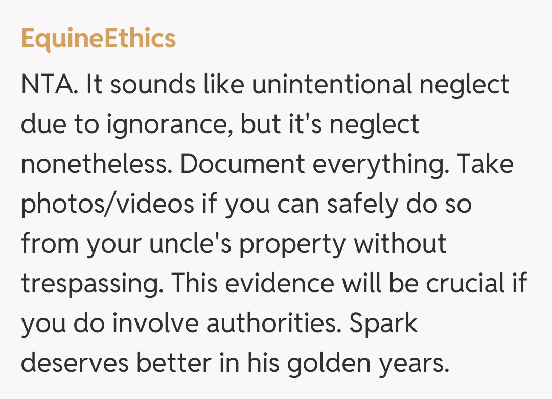 Comentariu de la EquineEthics