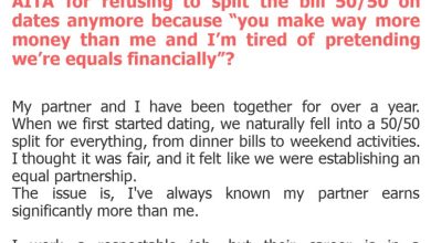 Photo of AITA for refusing to split the bill 50/50 on dates anymore because “you make way more money than me and I’m tired of pretending we’re equals financially”?