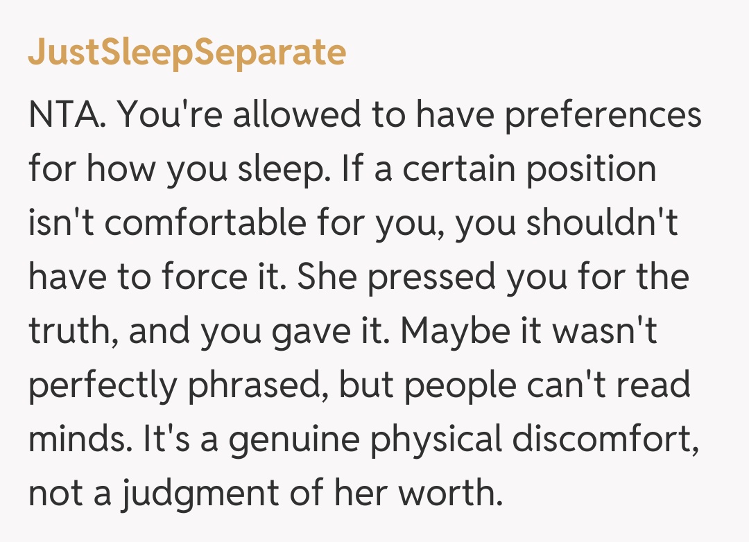 Comentariu de la JustSleepSeparate