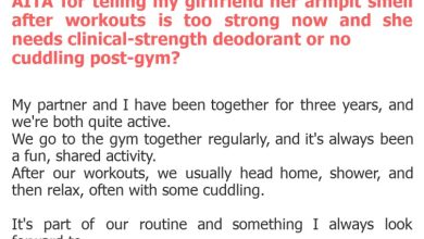 Photo of AITA for telling my girlfriend her armpit smell after workouts is too strong now and she needs clinical-strength deodorant or no cuddling post-gym?