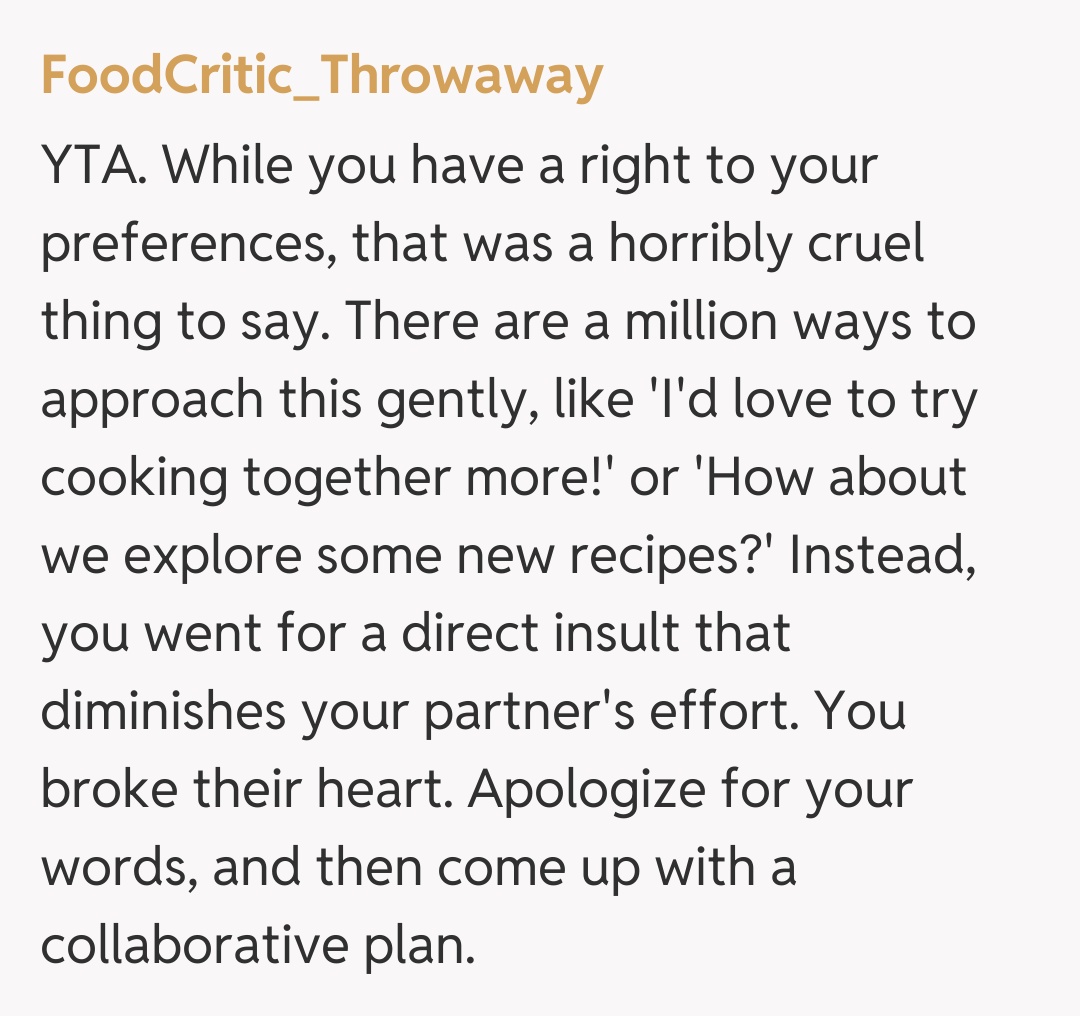 Comentariu de la FoodCritic_Throwaway