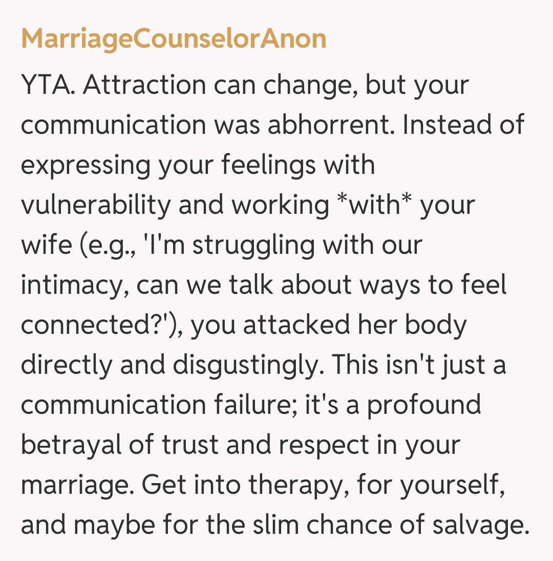 Comentariu de la MarriageCounselorAnon