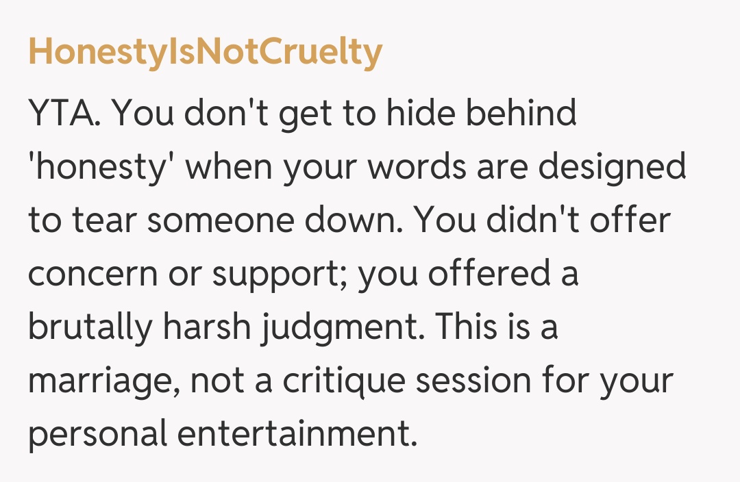 Comentariu de la HonestyIsNotCruelty