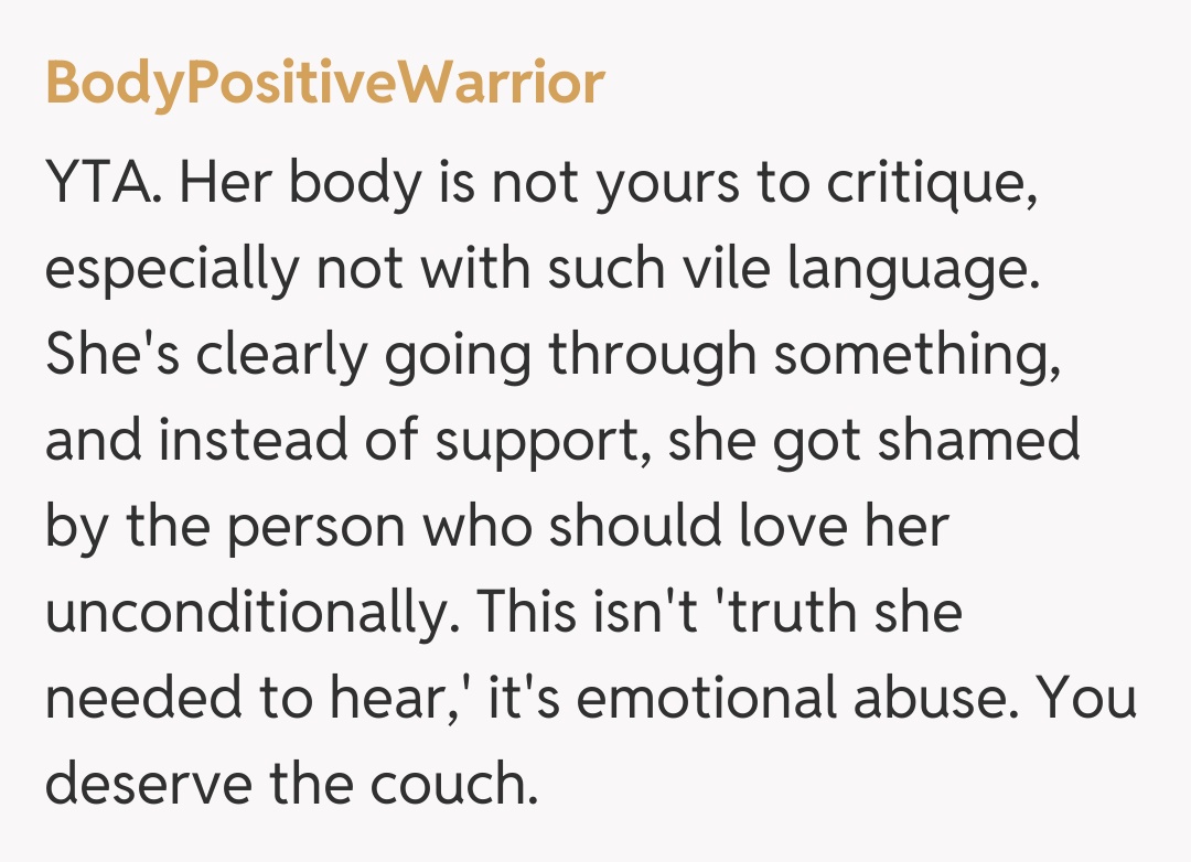 Comentariu de la BodyPositiveWarrior